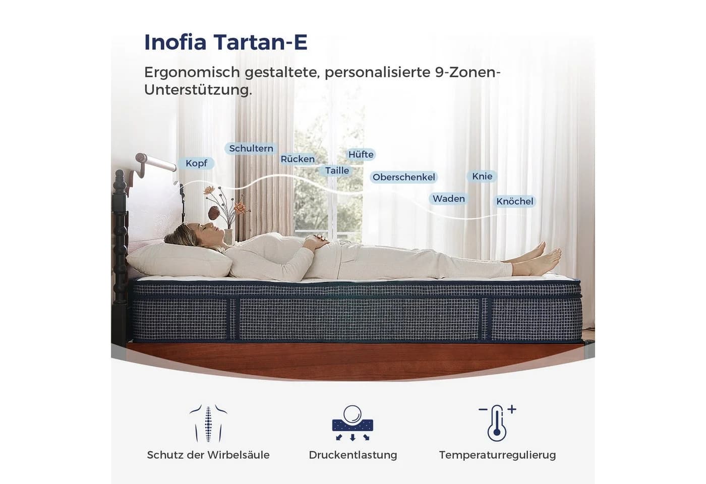 Inofia Tartan-E Federkernmatratze Grau 7-Zonen Orthopädisch - Bild 3