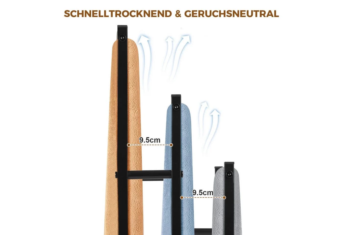 QUBEBU Handtuchständer Freistehend Schwarz mit Rollen - Bild 3