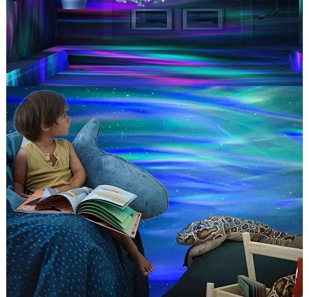 PRIISF Projektionslampe LED Nordlicht Projektor Sternenhimmel Aurora Wasserwellen Nachtlicht - Bild 4