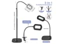 QUBEBU LED Leselampe Stehlampe mit 10 Dioptrien Lupe, 3-in-1 Schreibtischlampe, 10X Lupe mit Licht, LED fest integriert, LED Beleuchtete Lupe mit 5 Farbmodi und Stufenloser Dimmbarkeit, Klemmlampe mit Base und Schwenkarm, Stehleuchte, für Bastler Lesehilfe Bild 4