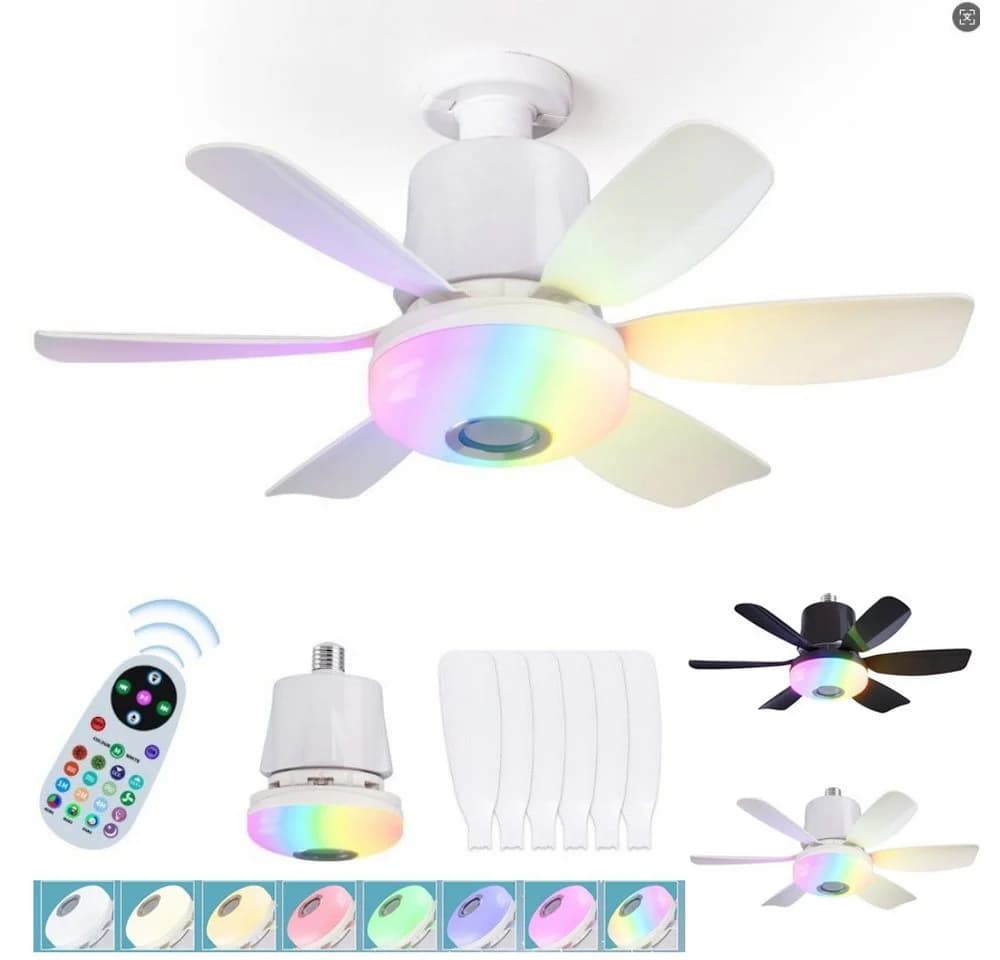 QUBEBU Deckenventilator RGB Beleuchtung Bluetooth Lautsprecher - Bild 2