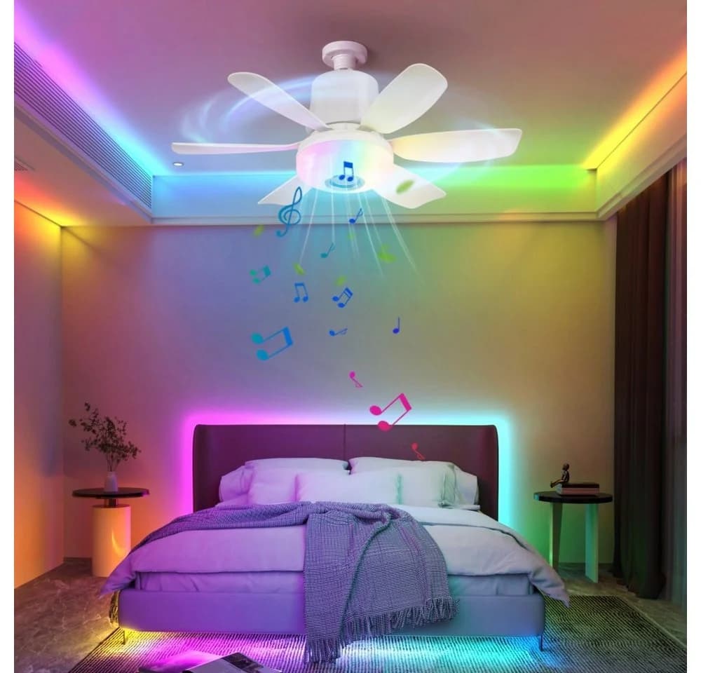 QUBEBU Deckenventilator RGB Beleuchtung Bluetooth Lautsprecher - Bild 3