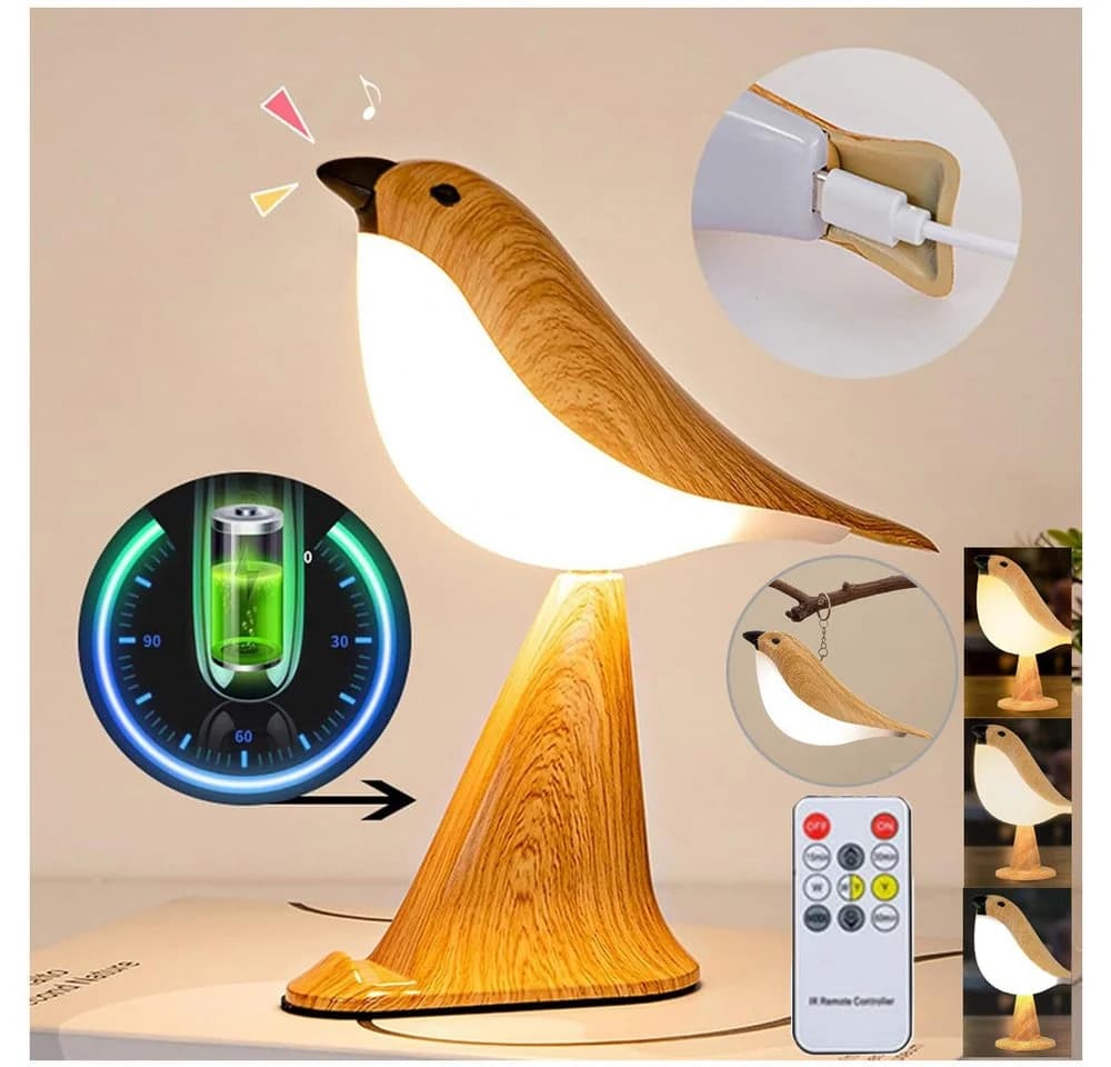 QUBEBU LED Nachttischlampe Vogel Nachtlicht Dimmbar - Bild 2