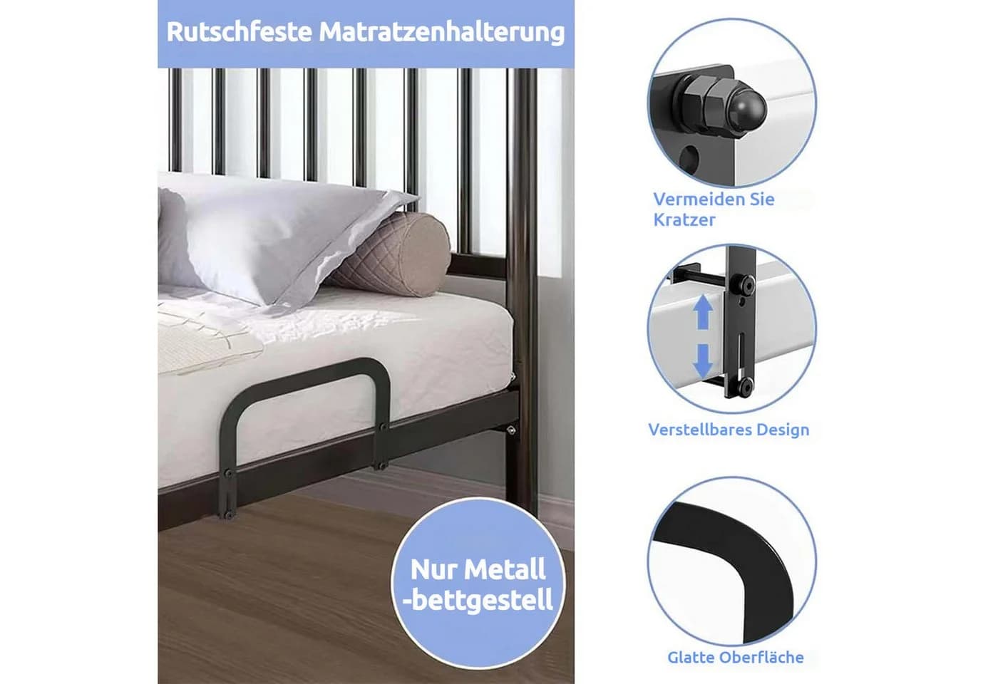 JOYOLEDER Matratzenhalter 4 Stück Schwarz Rutschfest - Bild 5