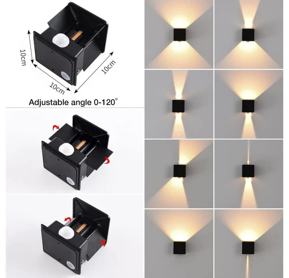 VIVIHEYDAY LED Wandleuchte mit Bewegungsmelder Schwarz IP65 - Bild 3