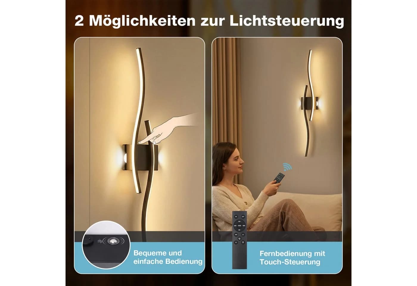 Lapalife Wandleuchte Dimmbar LED Wandlampe Schwarz - Bild 4