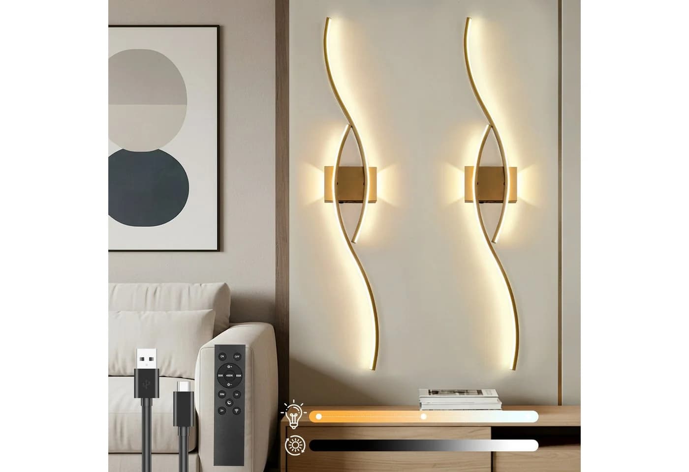 Lapalife Wandleuchte Gold Dimmbar LED 100cm - Bild 2