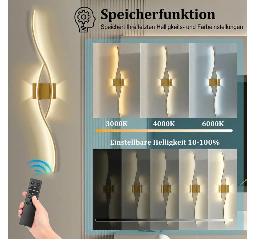 Lapalife Wandleuchte Gold Dimmbar LED 100cm - Bild 3