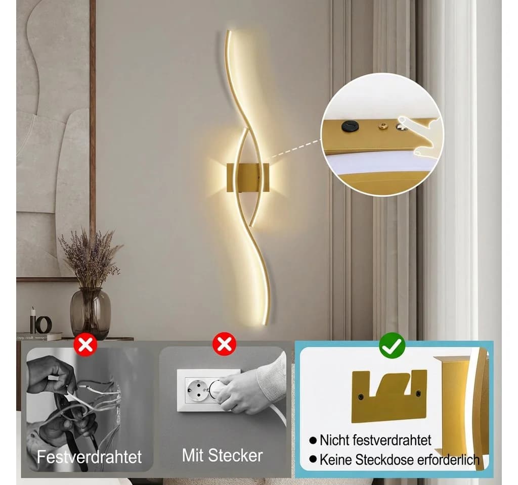 Lapalife Wandleuchte Gold Dimmbar LED 100cm - Bild 4