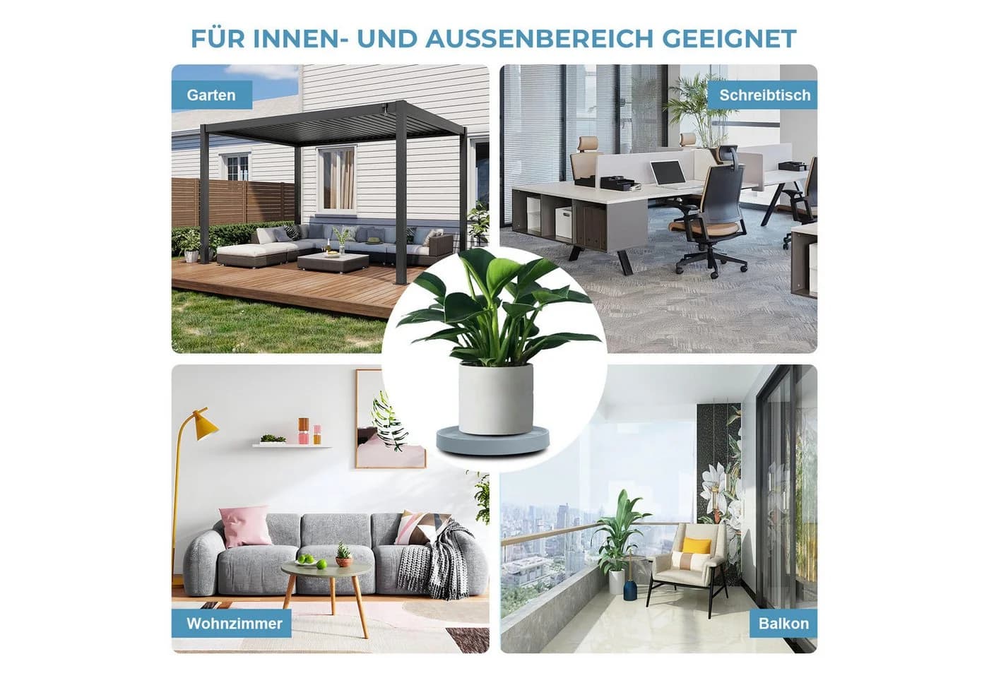 QUBEBU Pflanzenroller Grau 2 Stück mit 360° Rollen bis 70 kg - Bild 5