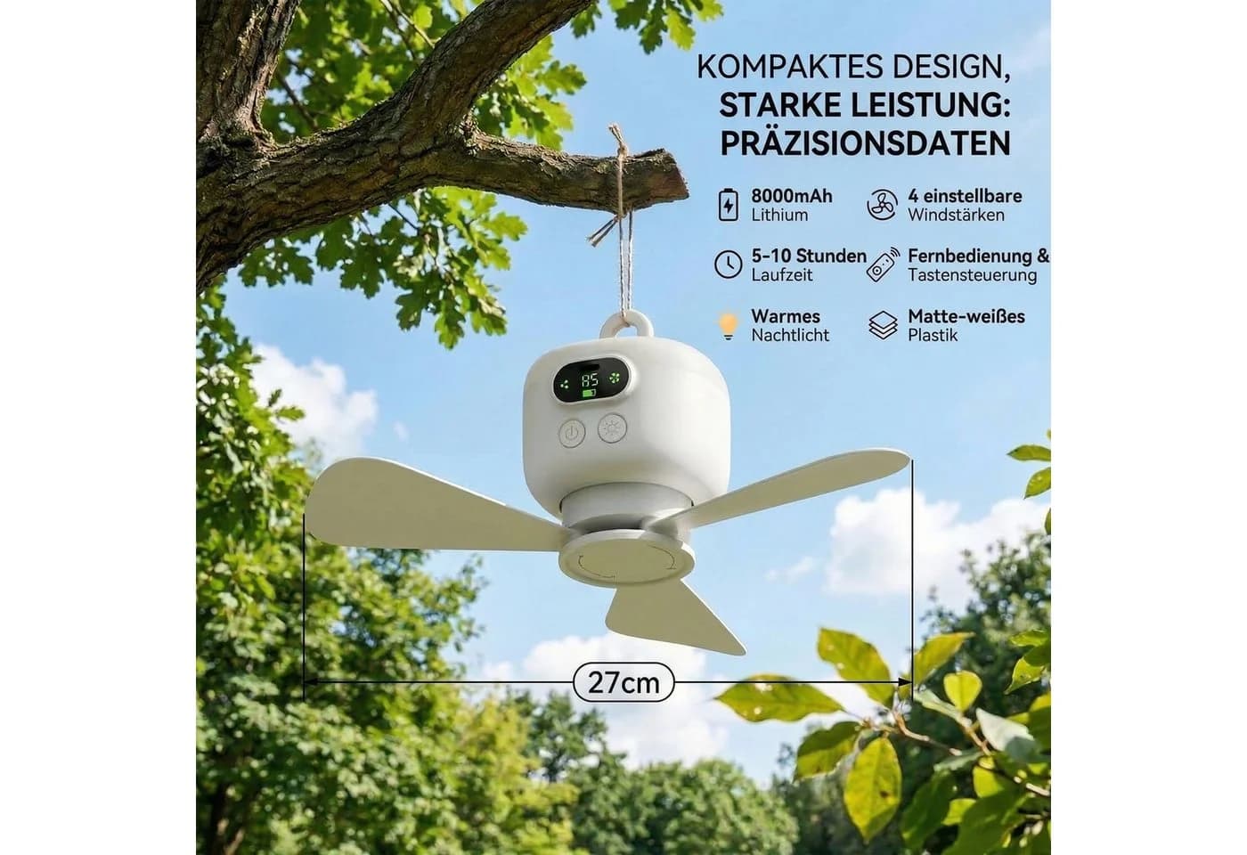 Lapalife Deckenventilator Camping mit LED Licht & Fernbedienung - Bild 3