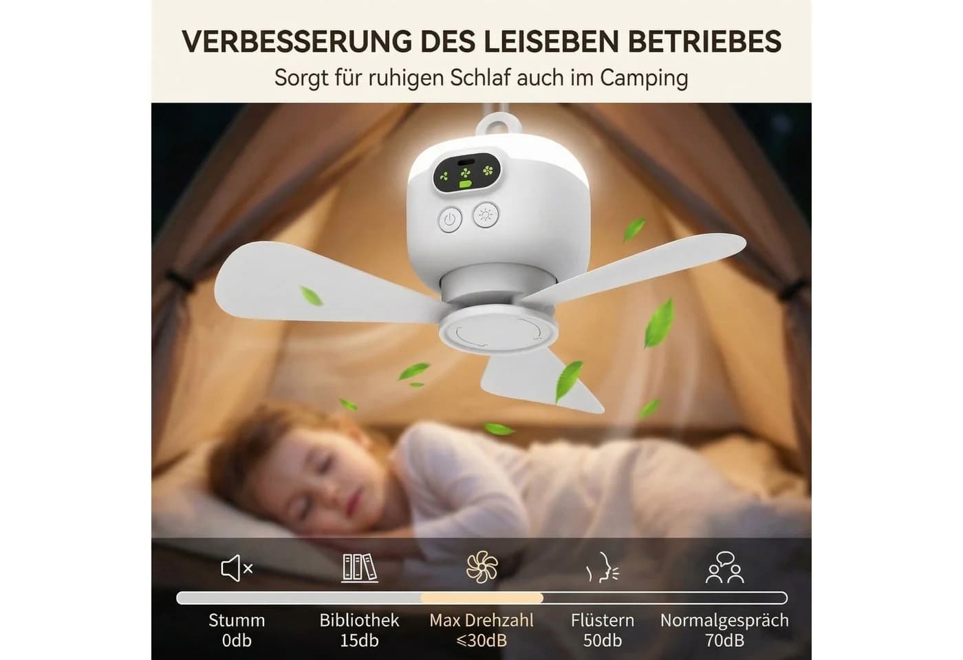 Lapalife Deckenventilator Camping mit LED Licht & Fernbedienung - Bild 4