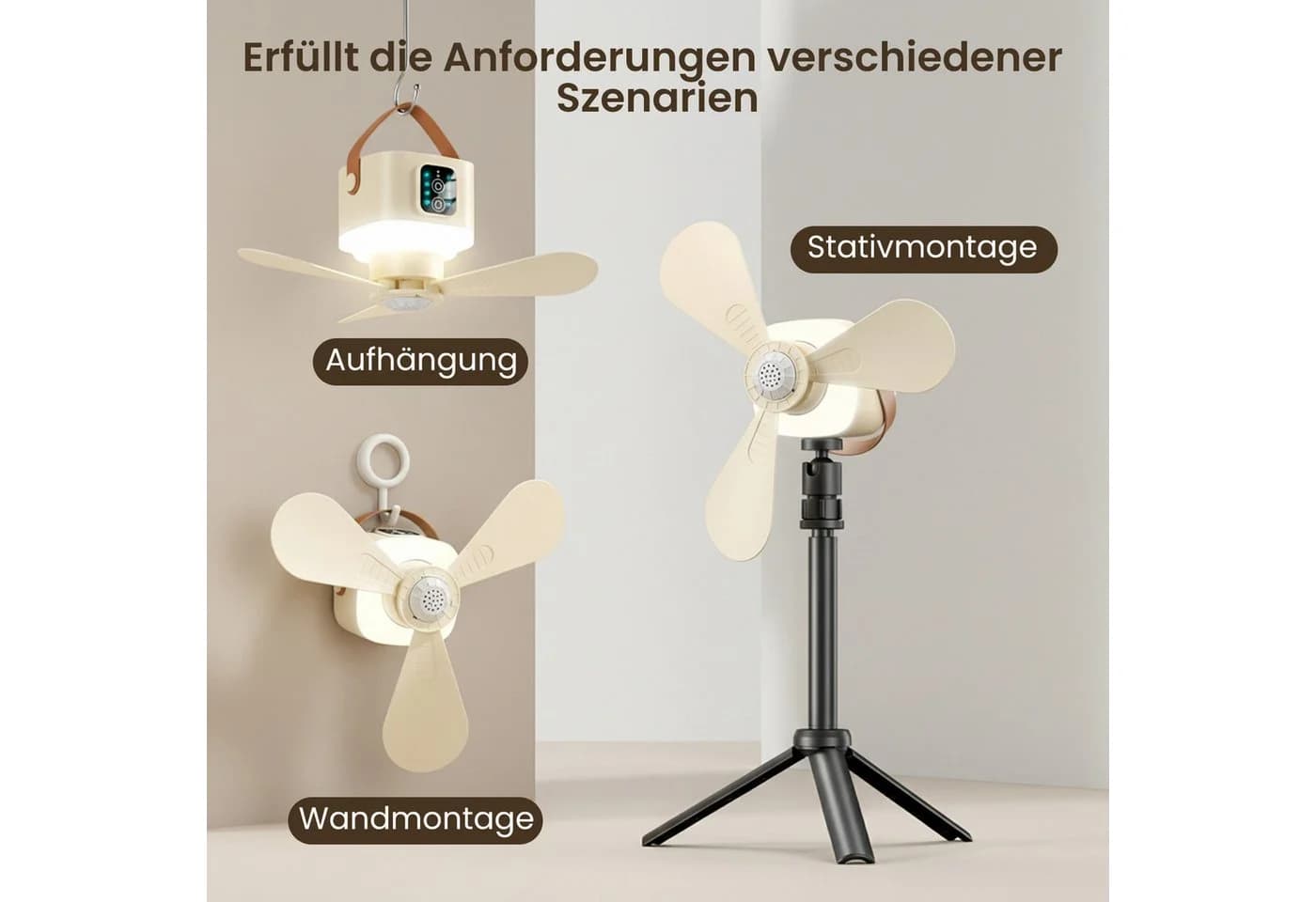 Lapalife Deckenventilator Akku Tragbar mit Licht Gelb - Bild 4