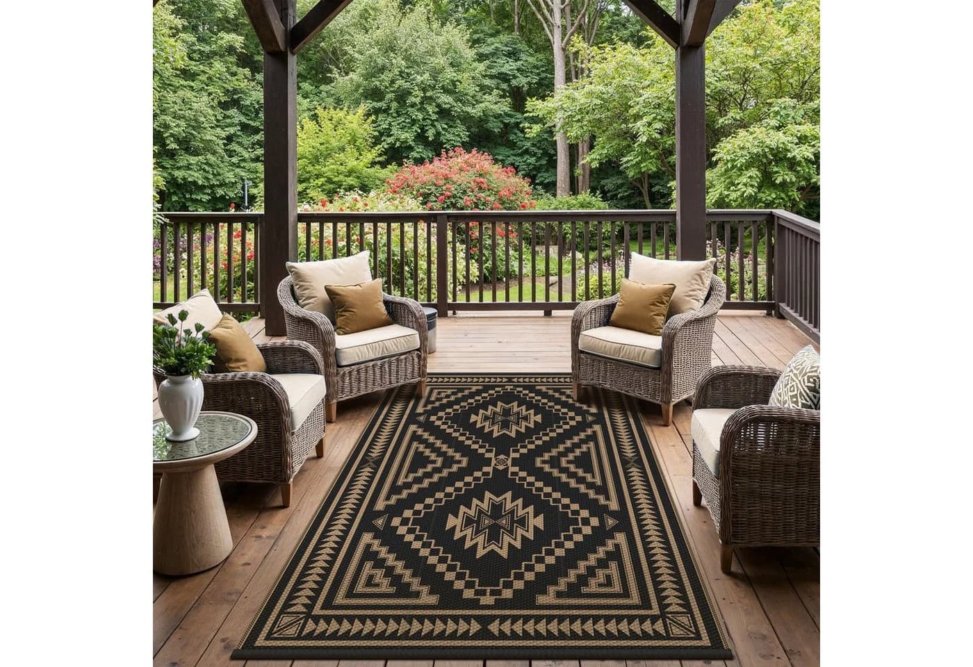 GENIMO Outdoorteppich Schwarzbraun Boho - Bild 3