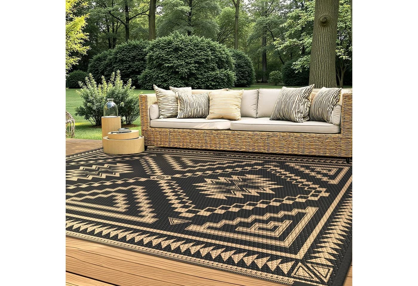 GENIMO Outdoorteppich Schwarzbraun Boho - Bild 4