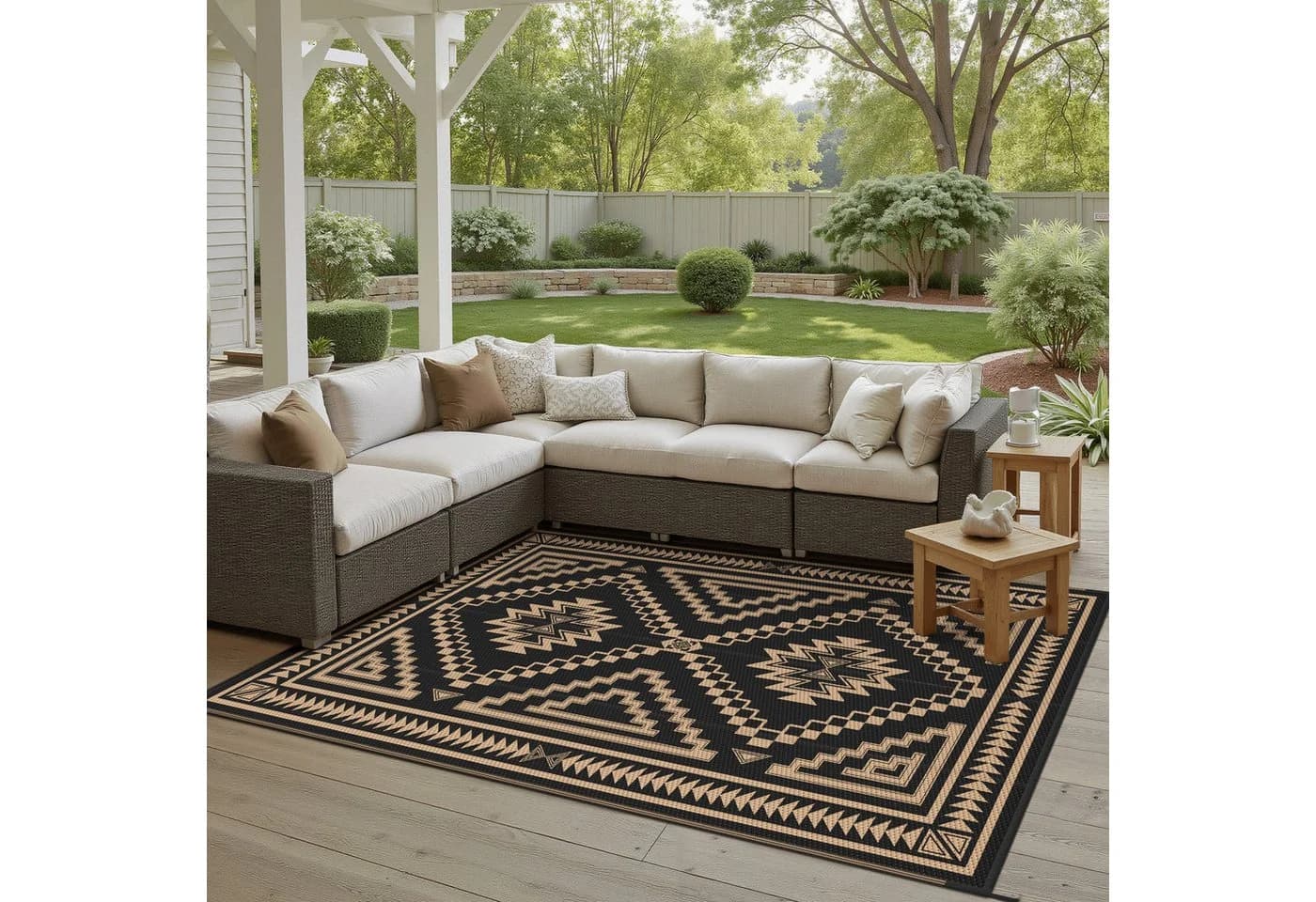 GENIMO Outdoorteppich Schwarzbraun Boho - Bild 5