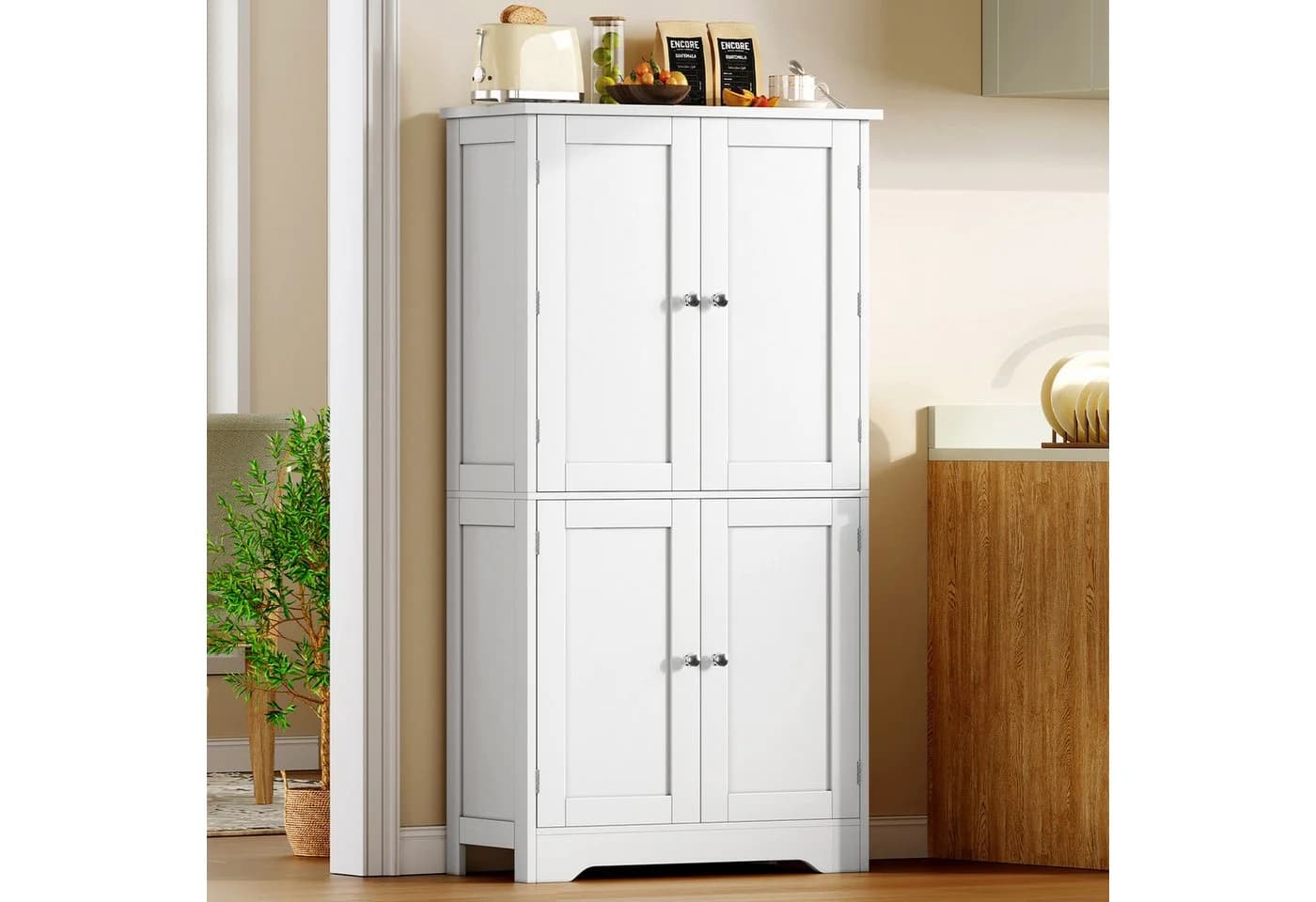TEENFON Hochschrank 4-türig Weiß Modern - Bild 2