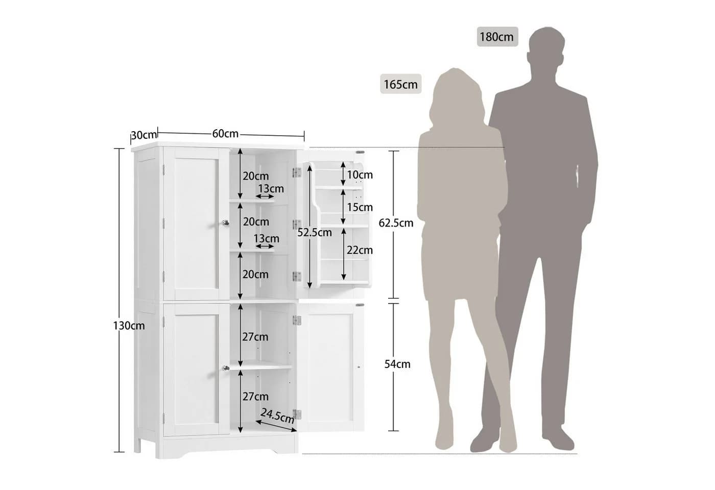 TEENFON Hochschrank 4-türig Weiß Modern - Bild 4