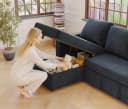 GUNJI Ecksofa Chenille L-Form mit Schlaffunktion Bild 5