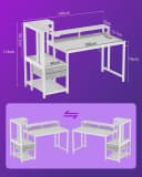 HOMALL Gamingtisch L-Form Schwarz mit LED-Beleuchtung und Schubladen Bild 1