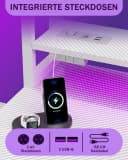 HOMALL Gamingtisch L-Form Schwarz mit LED-Beleuchtung und Schubladen Bild 5