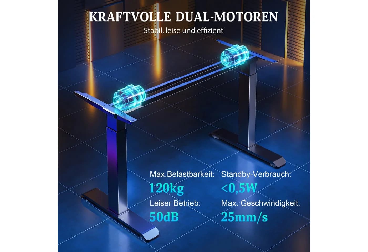 HOMALL Höhenverstellbarer Gamingtisch mit RGB-LED-Beleuchtung Schwarz - Bild 4