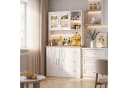 HOMALL Highboard Küchenbuffet mit LED, Steckdose & Glastür Bild 1
