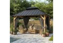 HOMALL Gartenpavillon Zedernholz Wetterfest Hardtop-Dach mit Vorhängen Bild 2