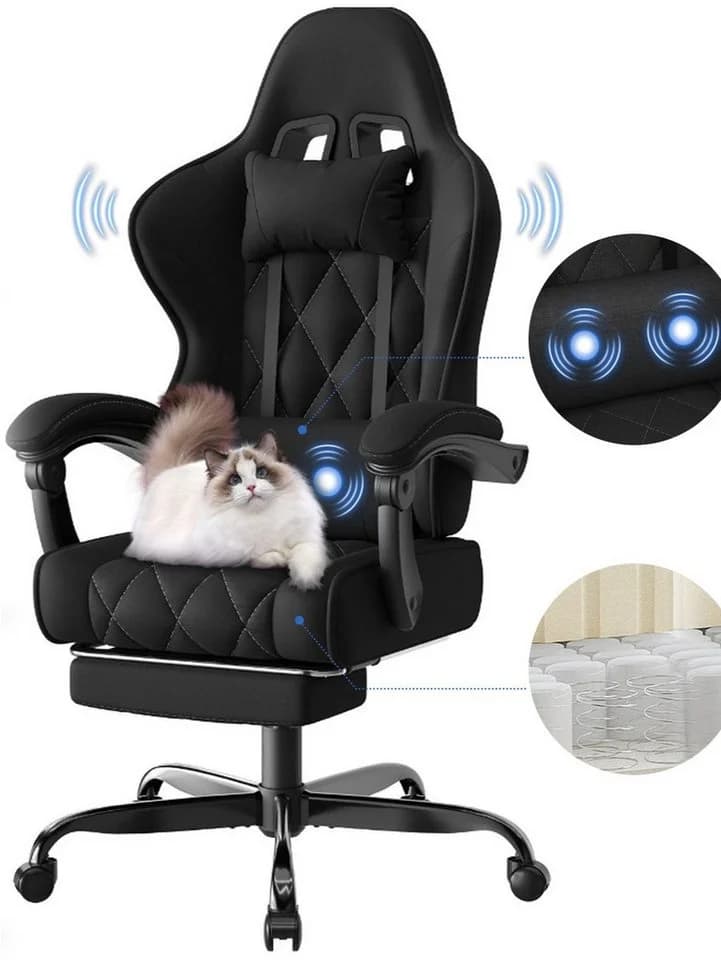 HOMALL Gaming-Stuhl Massage-Bürostuhl aus Stoff mit Fußstütze und Kopfstütze - Bild 2