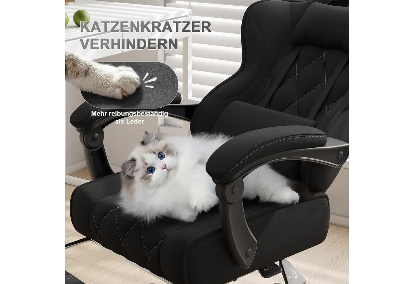 HOMALL Gaming-Stuhl Massage-Bürostuhl aus Stoff mit Fußstütze und Kopfstütze - Bild 4