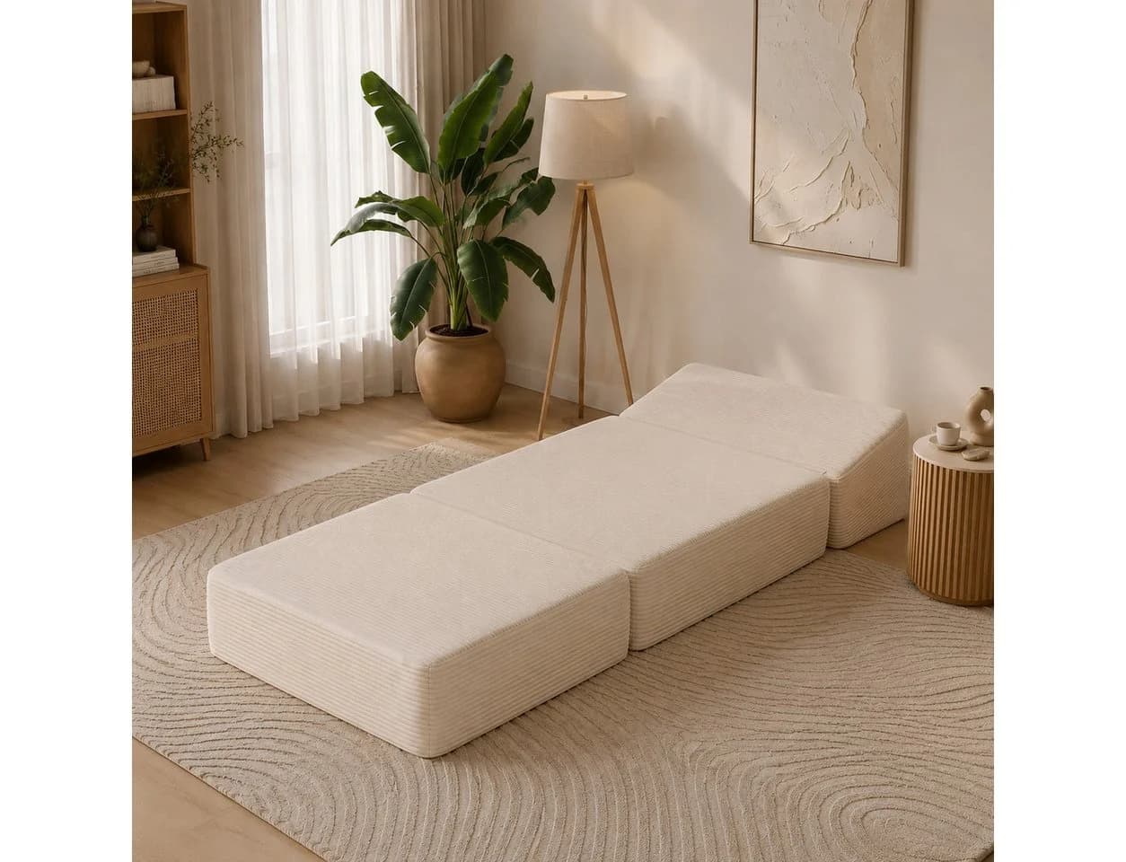HOMALL Loungesofa Cord Beige 1-Sitzer mit Liegefunktion