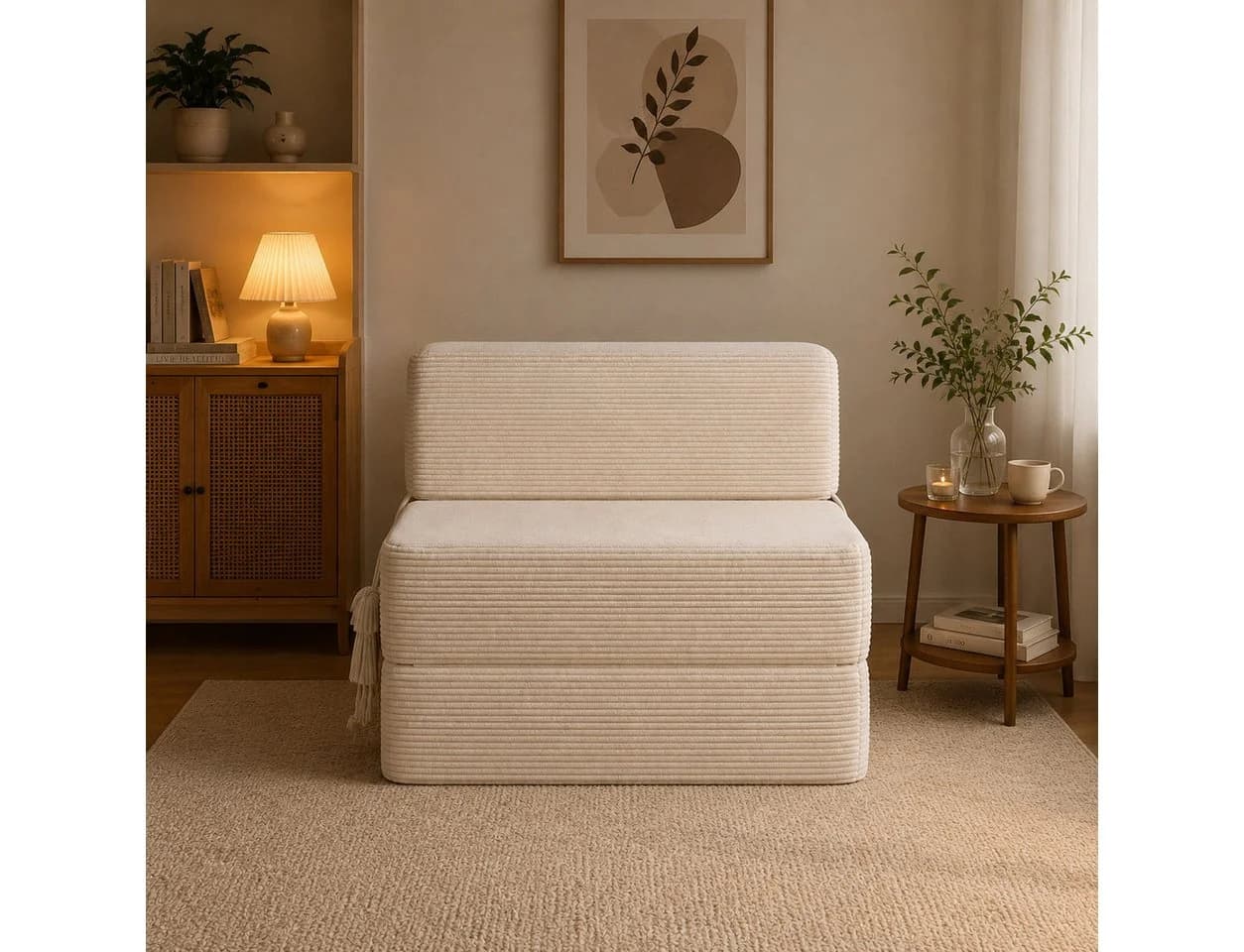 HOMALL Loungesofa Cord Beige 1-Sitzer mit Liegefunktion - Bild 2