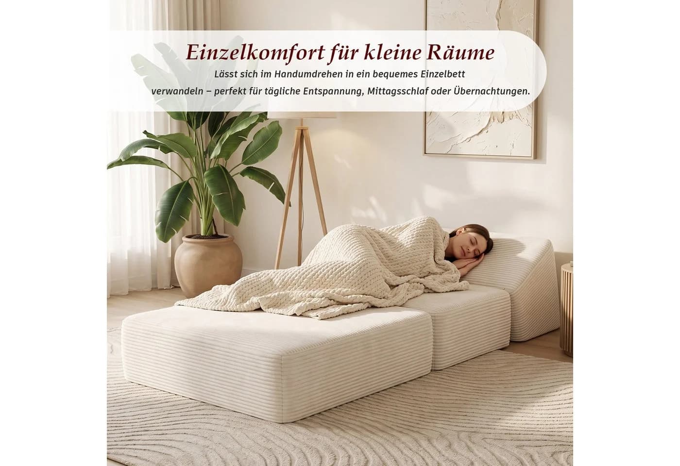 HOMALL Loungesofa Cord Beige 1-Sitzer mit Liegefunktion - Bild 5