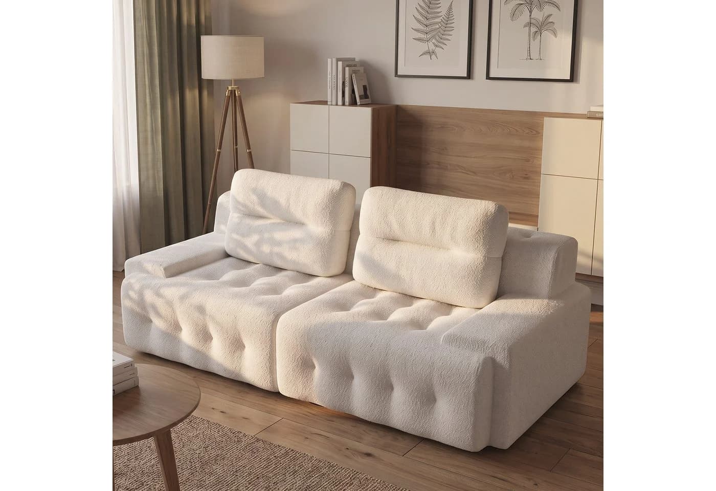 GUNJI Big-Sofa Teddy Lounge Sofa Creme Wolken-Design - Bild 2