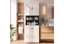 GUNJI Hochschrank Badschrank 4 Türen 1 Schublade Weiß/Schwarz Hochglanz Bild 3