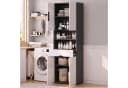 GUNJI Hochschrank Badschrank 4 Türen 1 Schublade Weiß/Schwarz Hochglanz Bild 4