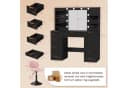 HOMALL Schminktisch mit LED-Spiegel, 9 Schubladen, Hocker-Set, Schwarz/Weiß Bild 1