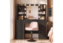 HOMALL Schminktisch mit LED-Spiegel, 9 Schubladen, Hocker-Set, Schwarz/Weiß Bild 2