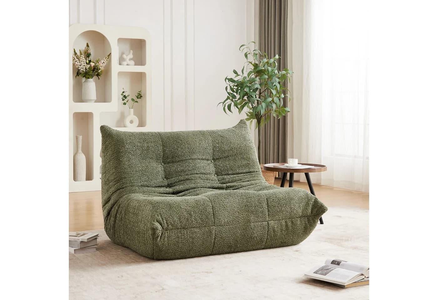 MIBODE Sitzsack 2-Sitzer Lazy-Sofa Chenille Grün mit Rückenstützung - Bild 5