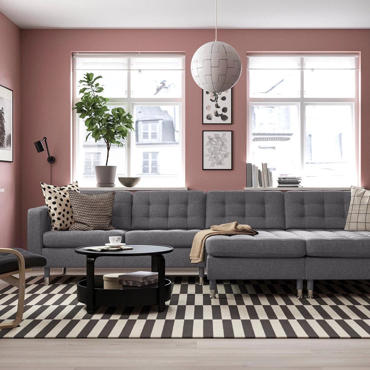 IKEA LANDSKRONA 4er-Sofa mit Récamieren Dunkelgrau