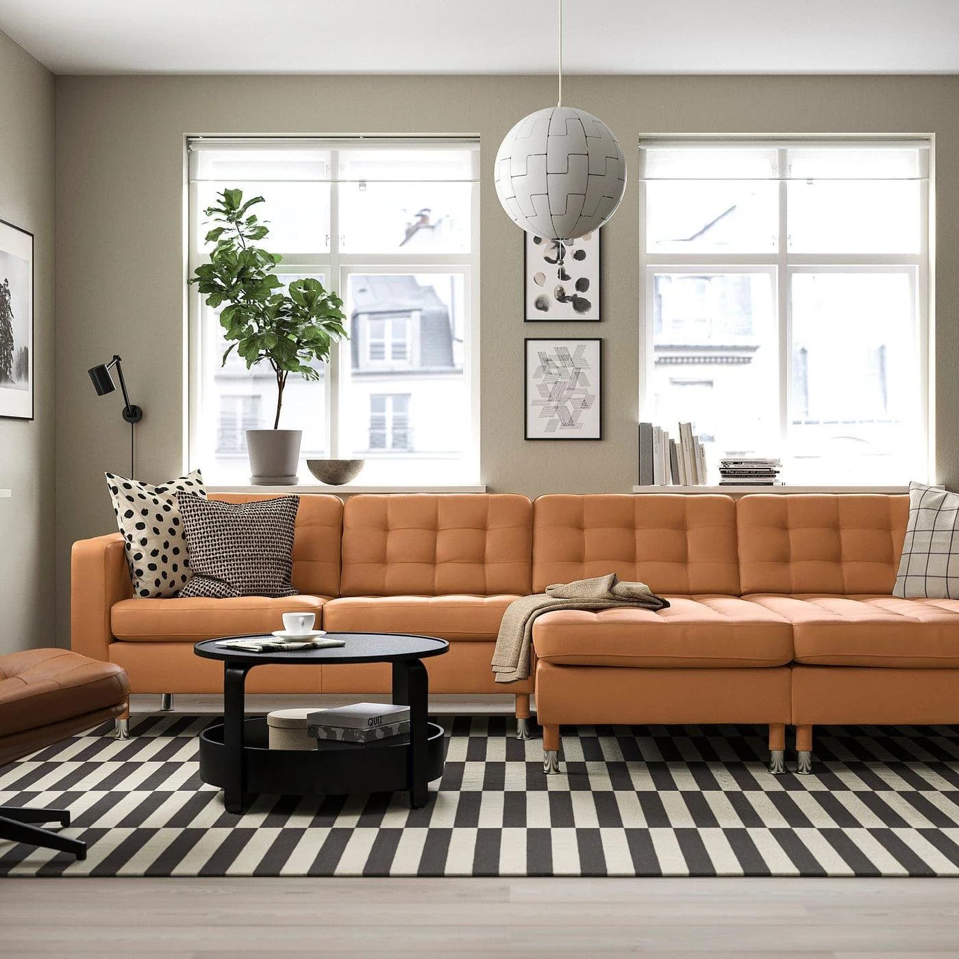 IKEA LANDSKRONA 4er-Sofa mit Récamieren Braun/Grau