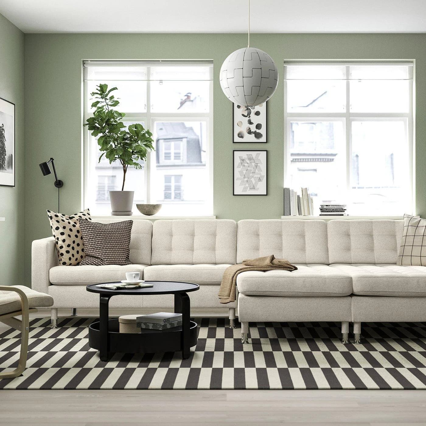 IKEA LANDSKRONA 4er-Sofa mit Récamieren Beige/Grau