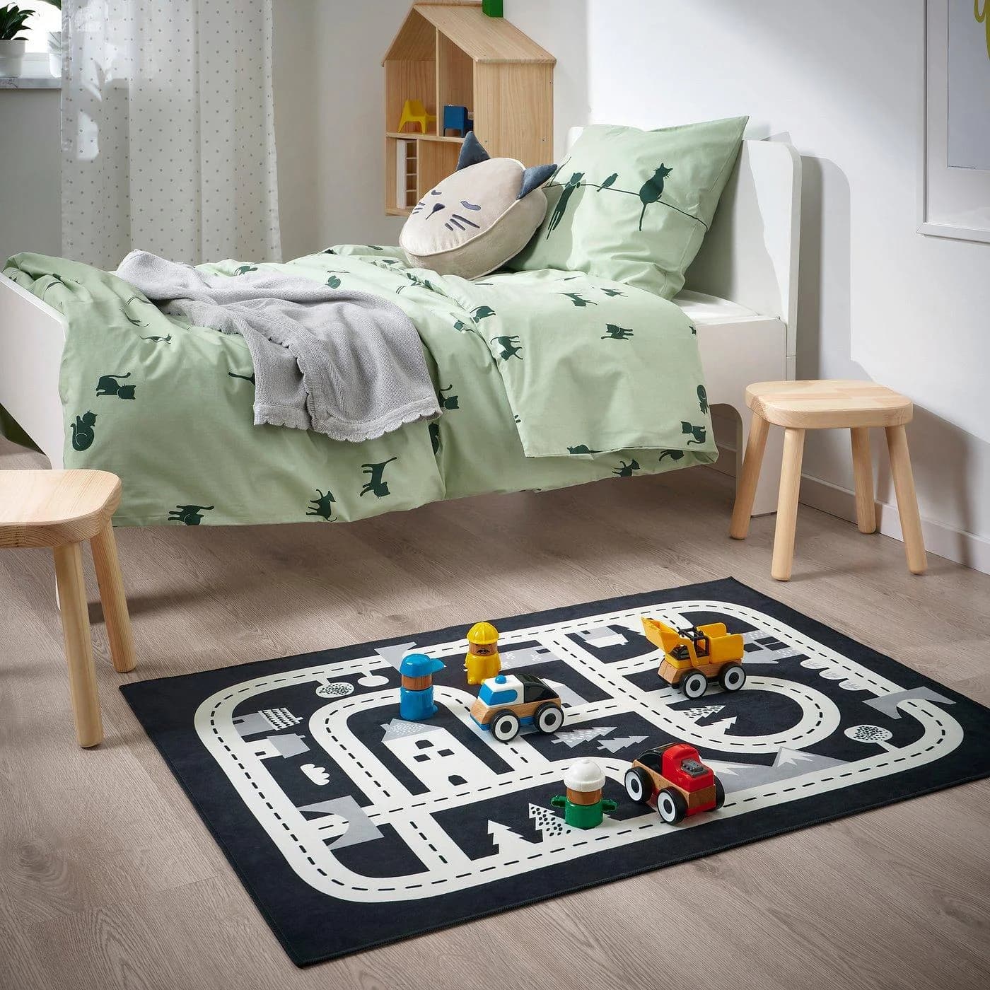 IKEA MARKKRYPARE Teppich Dunkelgrau Kinder Spielteppich