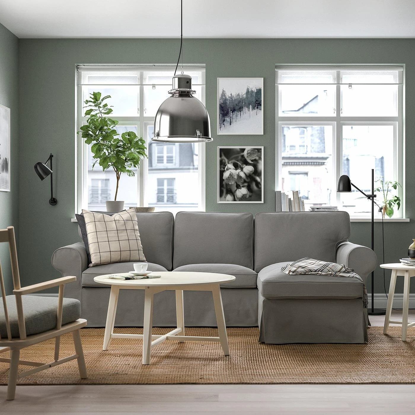 IKEA EKTORP 3er-Sofa mit Récamiere Dunkelgrau