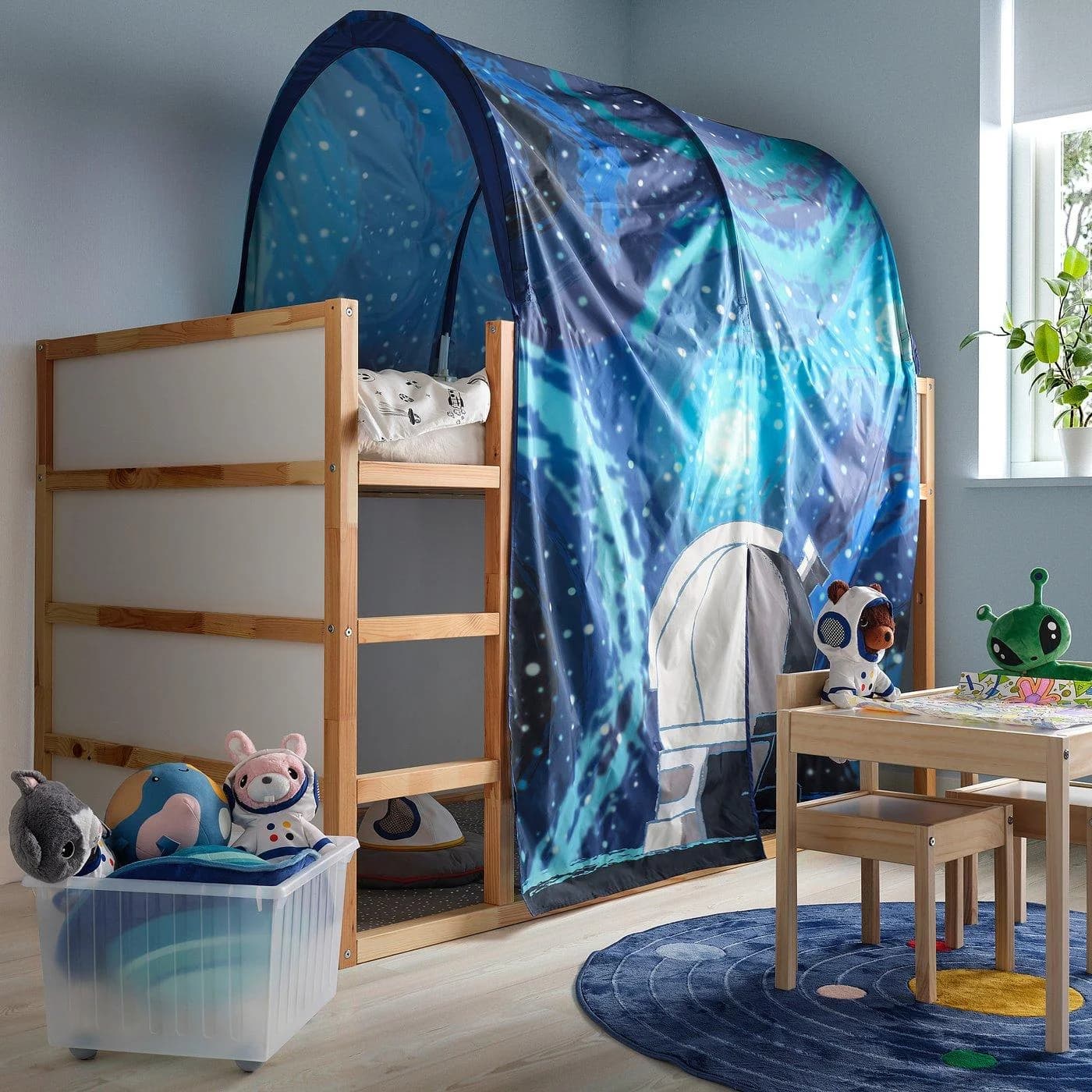 IKEA KURA Baldachin Blau Weltraum-Motiv