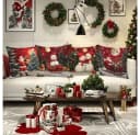 Sorvyzxn 4-teiliger Weihnachtskissenbezug Set Leinen Bunt Bild 3
