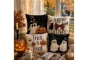 Sorvyzxn 4-teiliges Halloween-Kissenbezug-Set Schwarz/Weiß Geistermotiv Bild 1