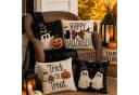 Sorvyzxn 4-teiliges Halloween-Kissenbezug-Set Schwarz/Weiß Geistermotiv Bild 3