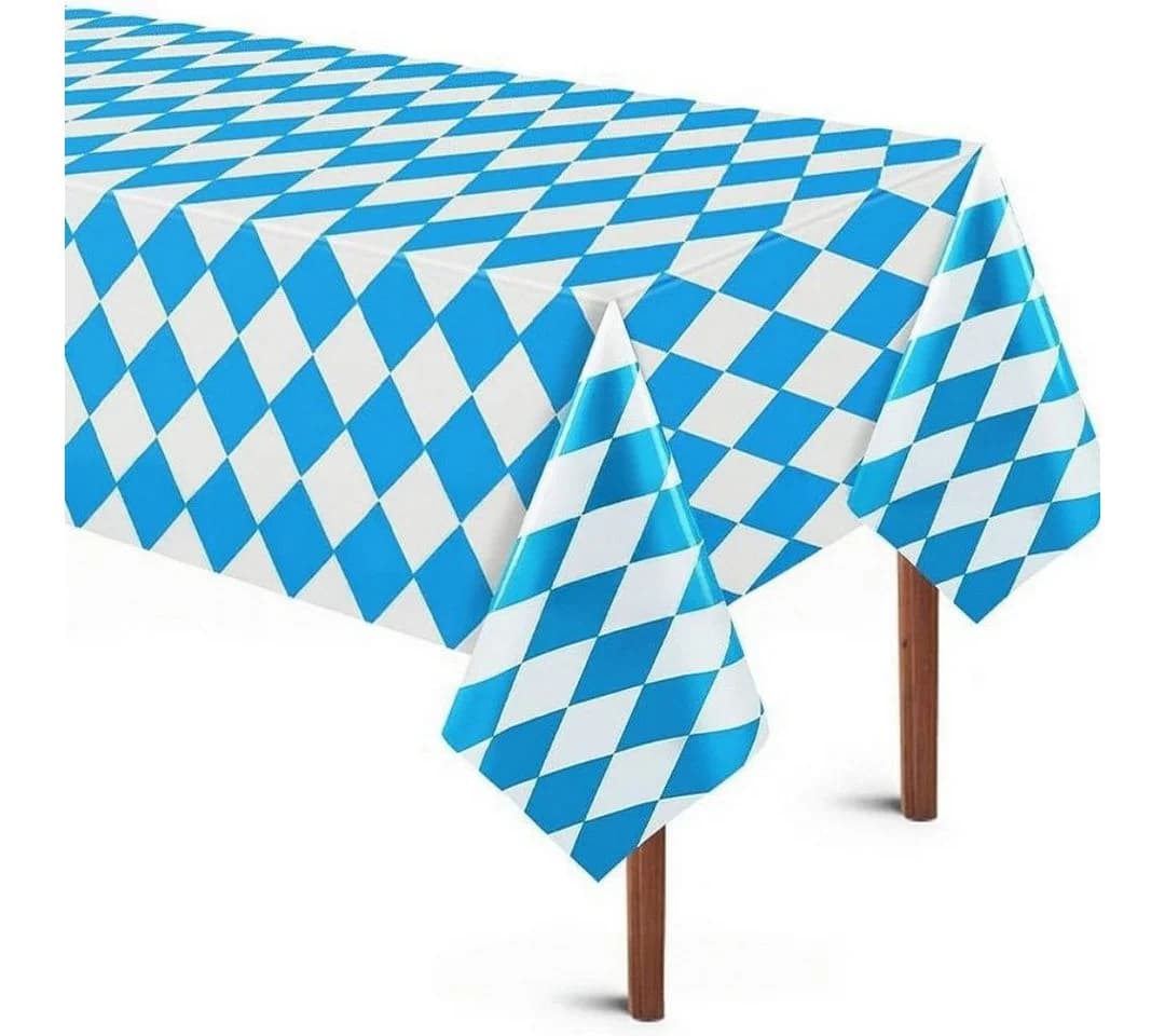 Coonoor Oktoberfest Tischdecke Blau-Weiß Einweg Plastik - Bild 2