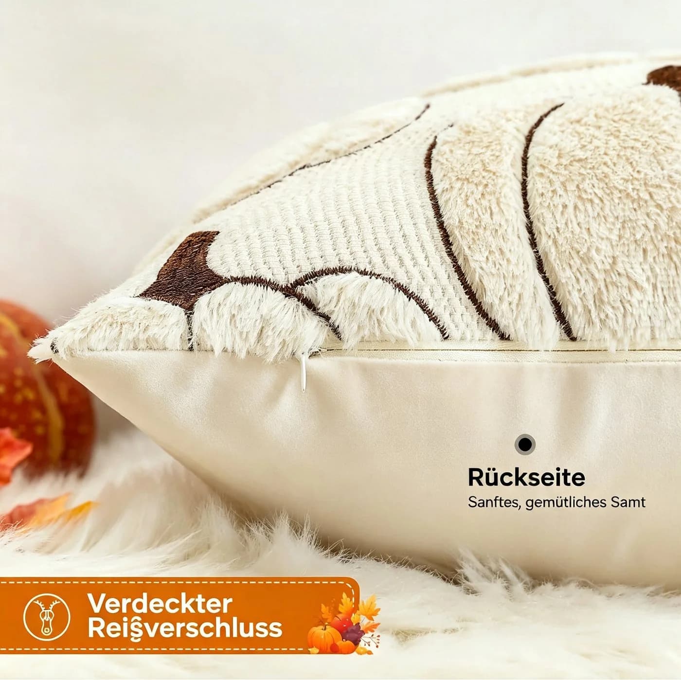 Sorvyzxn Kissenbezug Herbst Kürbis Motiv 45x45 cm Polyester - Bild 4